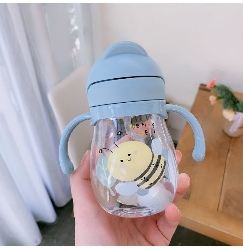 350ml ขวดนมถ้วยดื่มขวดนมฟาง Gravity Ball ขนาดเส้นผ่าศูนย์กลางกว้างเด็กดื่มนม Dual-ใช้ขวด