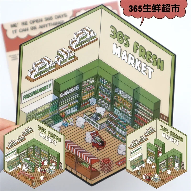3D สติกเกอร์ DIY Cabin ฉากซ้อนและวางสามมิติบัญชีมือของขวัญเด็กเด็กนักเรียนความเครียดบรรเทา