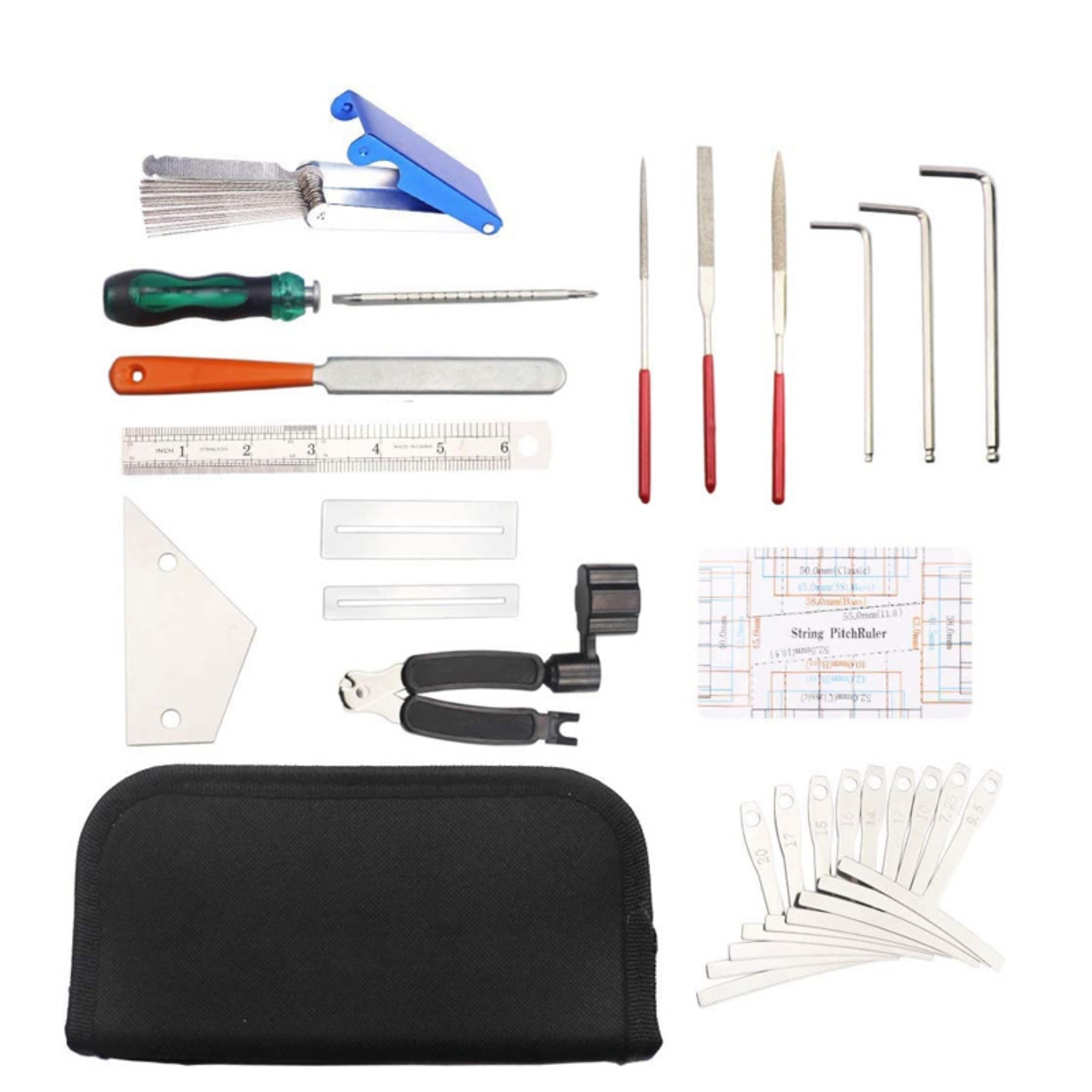 Miwayer 25-teiliges Set-Set für Gitarren-Reparaturwerkzeuge mit Tragetasche, perfektes Geschenk für Liebhaber von Musik- oder Saiteninstrumenten