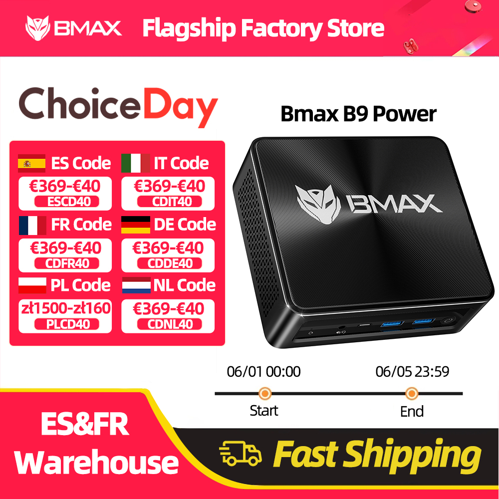 Bmax B9 Power Mini Pc Intel Core I9-12900H 14 Núcleos Max 5.0Ghz 24Gb 32Gb Ram 1Tb Ssd Wifi 6 Bluetooth 5.2