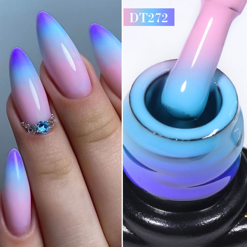 Esmalte de uñas de Gel térmico de 7ml, Gel que cambia de Color con temperatura de 3 capas, barniz de Gel UV para decoración de uñas semipermanente gris de invierno