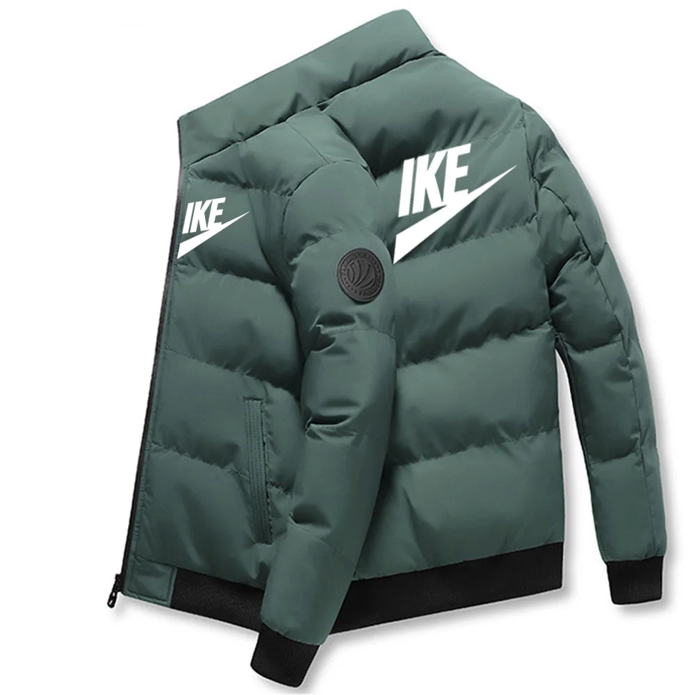 Casaco masculino elegante de algodão quente com gola alta para outono e inverno de 2025, com recurso à prova de vento ao ar livre e Zi de alta qualidade