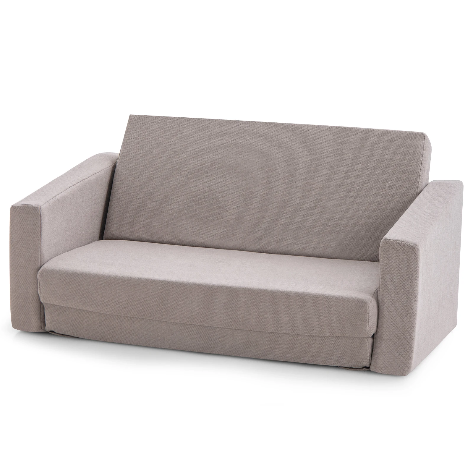 Rozkładana sofa dziecięca 2 w 1, fotel dziecięcy wyściełany do rozłożenia aksamitną tkaniną, rozkładana sofa dziecięca do pokoju dziecięcego, 77 x 43 x 40 cm, ciemnoszary