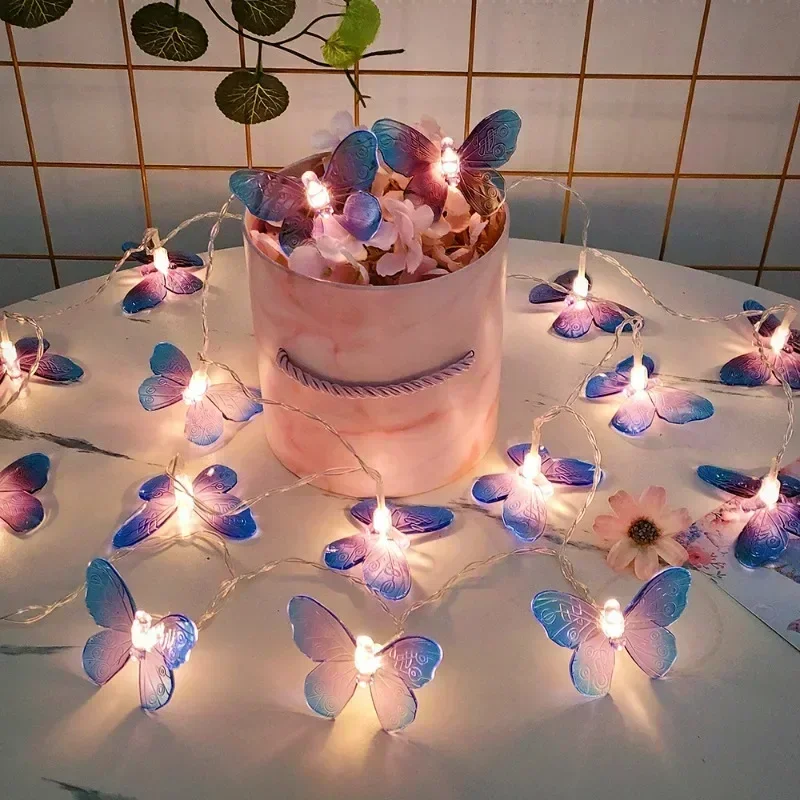 1.5M ผีเสื้อ LED Fairy Light String Garland สาวผีเสื้อวันเกิดงานแต่งงานฤดูใบไม้ผลิตกแต่งบ้านเด็กคริสต์มาสของขวัญ
