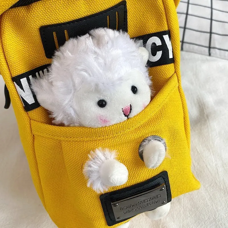 Bolsa Transversal de Pelúcia de Cordeiro e Vaca em Estilo Coreano, Bolsa de Ombro Casual para Mulheres com Zíper