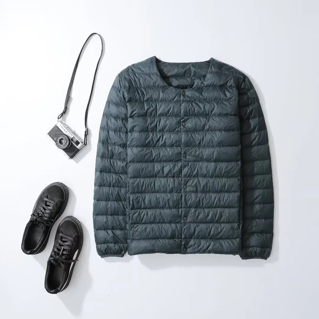 Männer 90 % weiße Entendaunen O-Ausschnitt Variable V-Ausschnitt Liner Pufferjacken Herbst Winter Warm halten Leichter verstaubarer Herren Daunenmantel