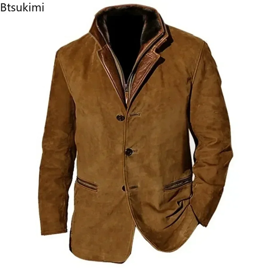 新しいヴィンテージ男性ブレザージャケット 2025 秋冬男性カジュアルクラシックボタンアップコートファッションスリムイングランドスタイルラペル男性アウター