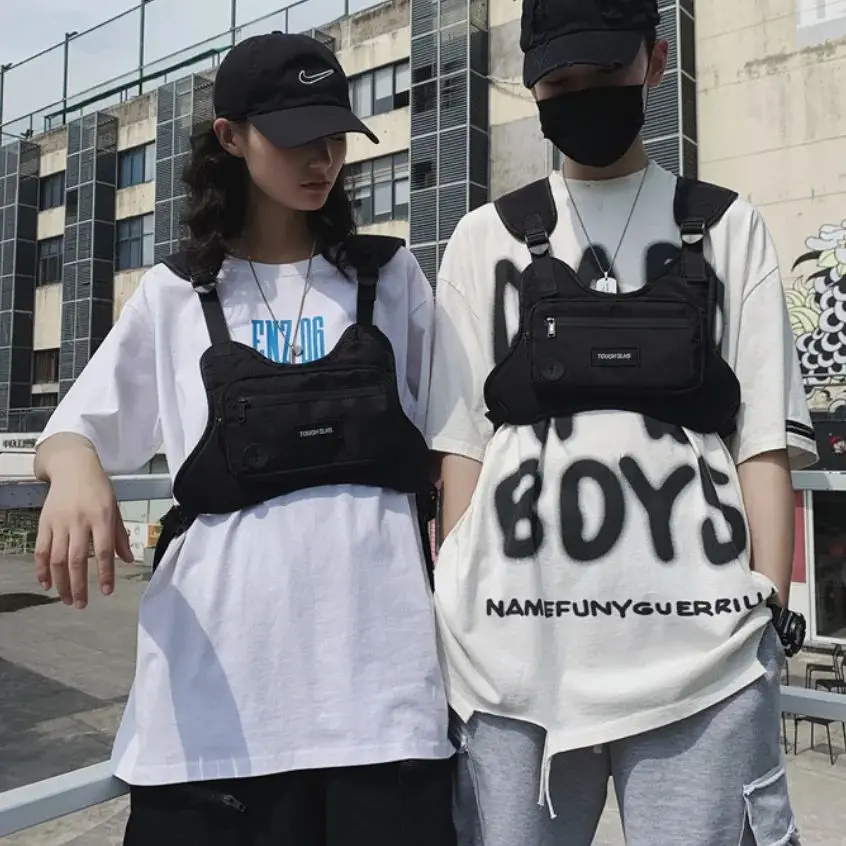 Brusttasche Hüfttasche Hip Hop Streetwear Große Kapazität Sport Casual Taktische Weste Taschen für Männer