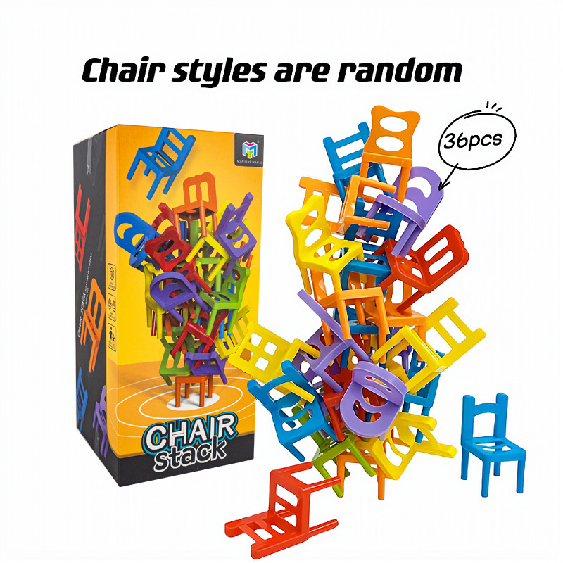 Clearance_24-42pc children's puzzle folding chair toy parent-child interactive game for kids chair stack party game juego social