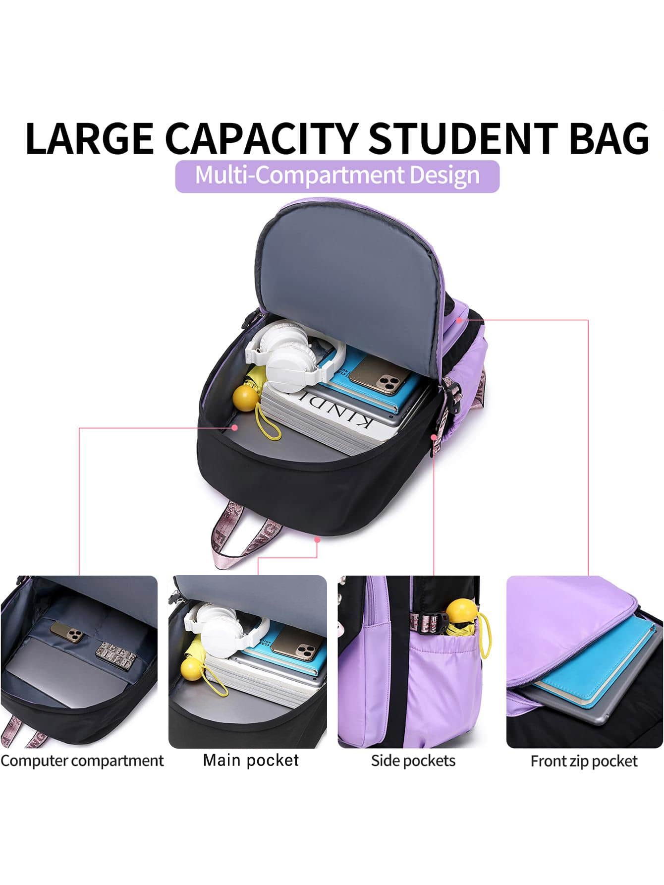 Adolescentes bonito mochila de ombro mochila tecido de náilon meninas, grande capacidade à prova de respingos