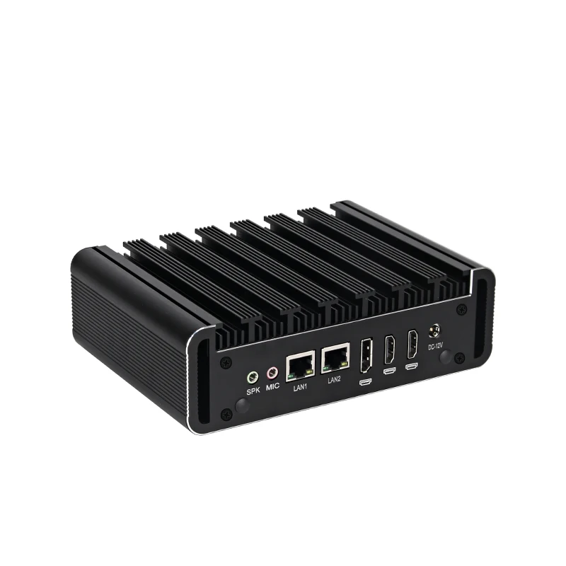 Mini PC Industrial sin ventilador Intel N100 2x Gigabit Ethernet 2x DB9-RS232 HDMI2.0 * 2 DP Triple pantalla WiFi compatible con Win10/11 Linux