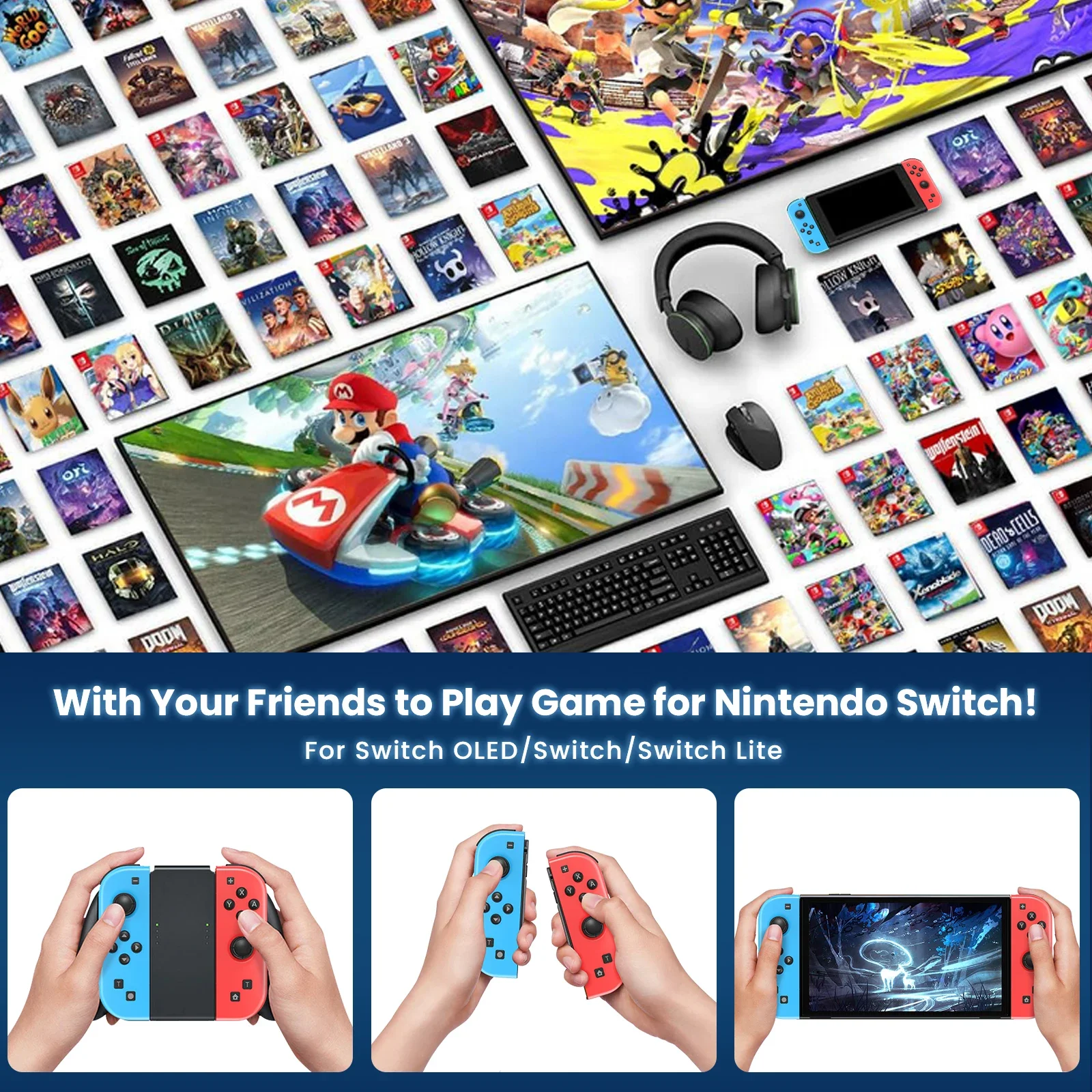 Joycons Gamepad para Nintendo Switch/Lite/Oled/Ios/Android controlador inalámbrico Bluetooth Joystick con consolas de videojuegos Trubo