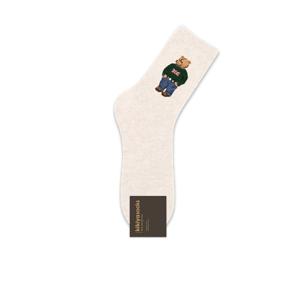 Designer socks Cartoon Gentleman Bear Men's Socks Cotton Harajuku Style Sport Boys Skateboard Novelty Breathable Christmas Gift