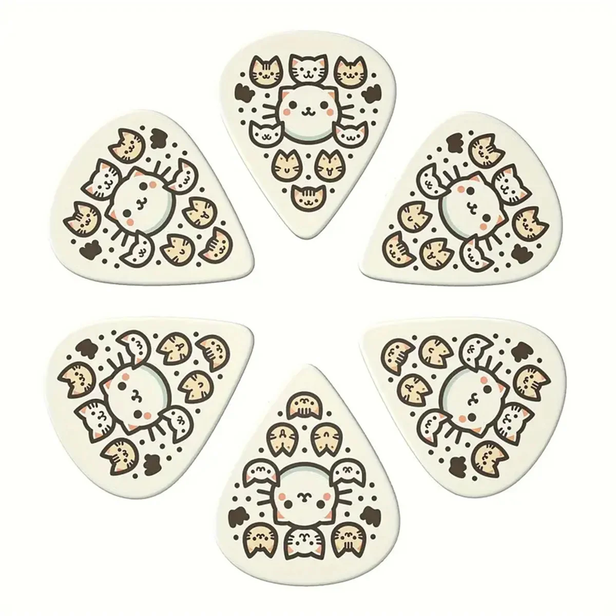 6 Pcs 오리지널 사운드 기타 추천, 양면 인쇄 우쿨렐레 기타 손가락 파편, 키 체인 홀스터, 음악 애호가를위한 선물
