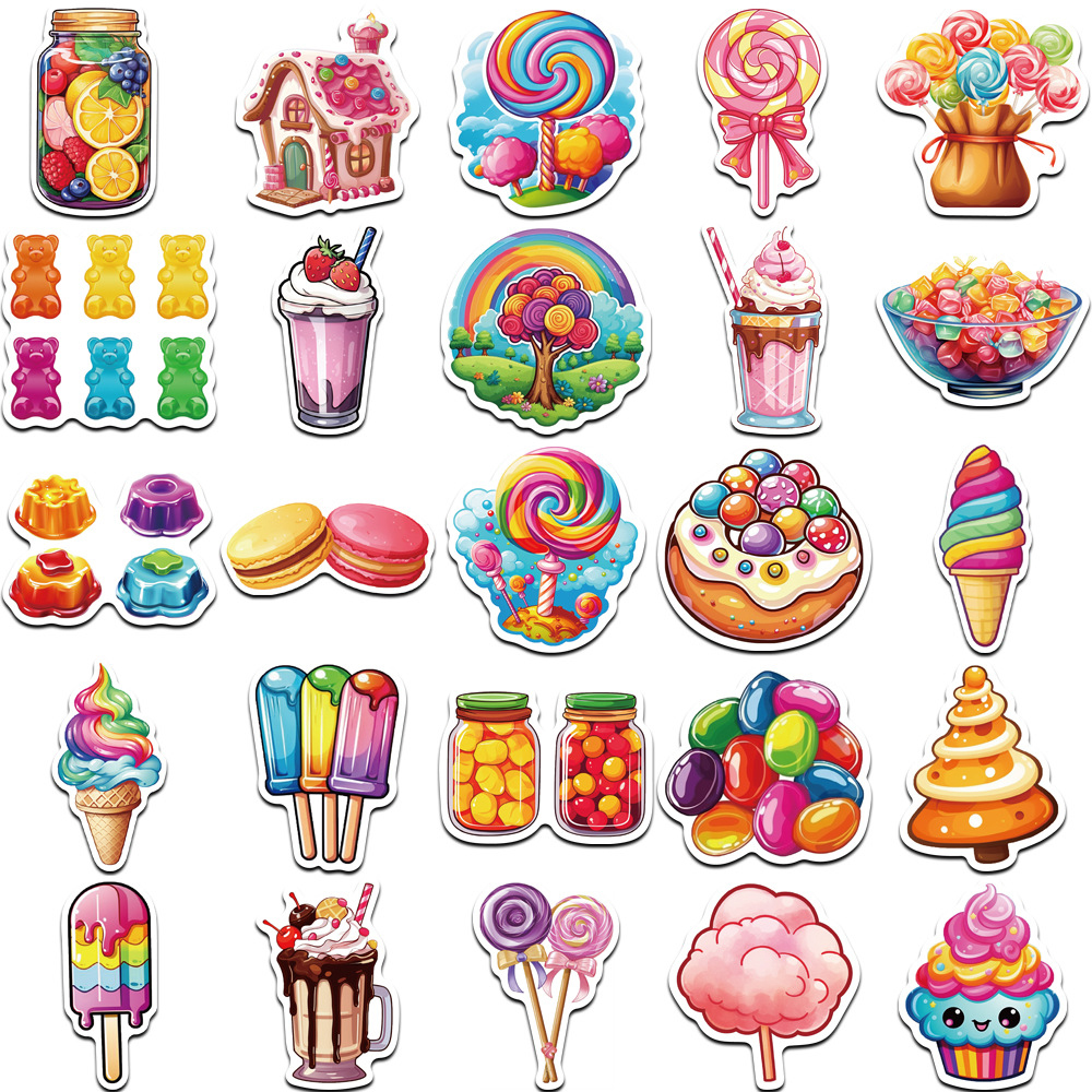 10/30/50 pçs bonito arco-íris doces adesivos estéticos coloridos decoração decalques diy scrapbooking papelaria material escolar para criança