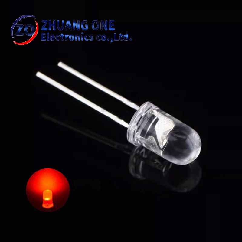 คุณภาพสูง LED โปร่งใสรอบ5มม.Super Bright Clear สีเขียวสีแดงสีขาวสีเหลืองสีฟ้าหลอดไฟ LED Emitting ไดโอด