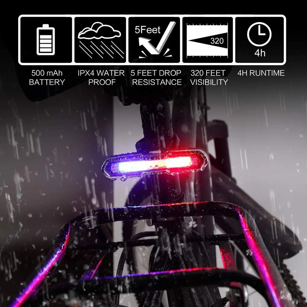 Luces traseras LED para bicicleta, lámpara recargable por USB, iluminación para bicicleta de montaña y carretera
