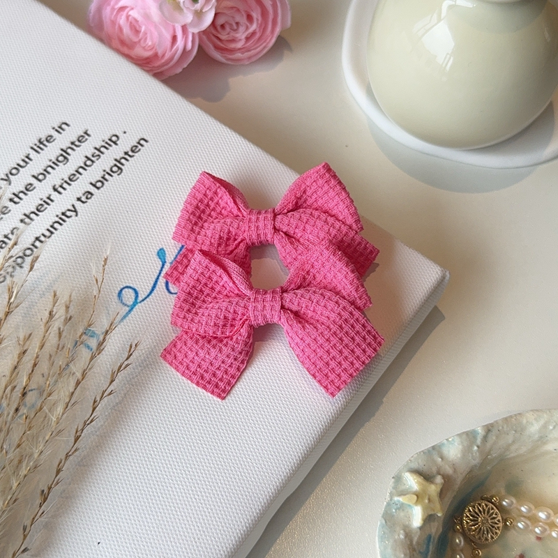 2PCS Soft Cotton Bow Hairpin Girl Sweet Plaid Design Hairpin Color Block Delicate Hairgripe Barrettes Kawaii Child Accessories