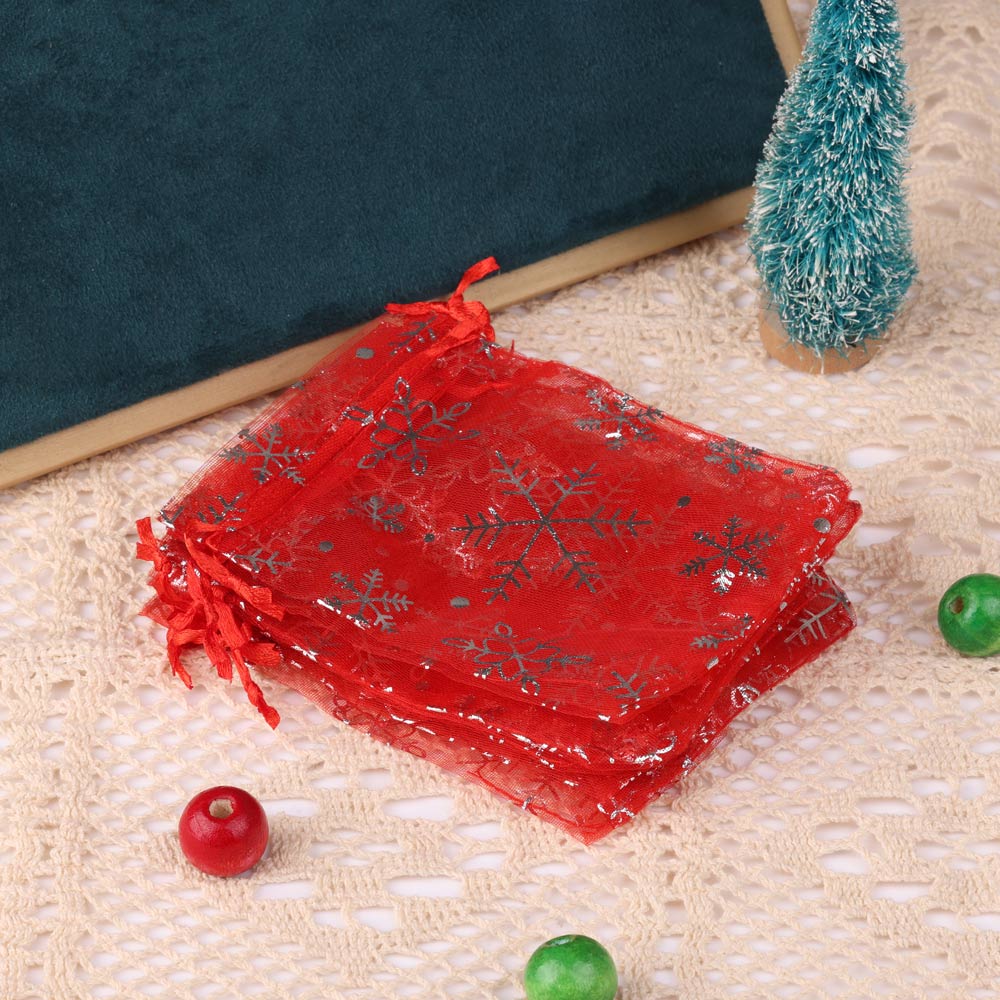 Мешочки из органзы с принтом снежинок, 50 шт./партия