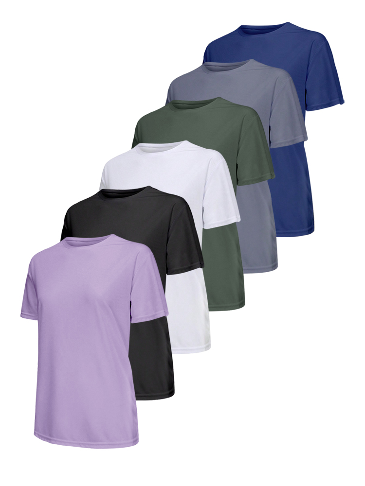 Camiseta deportiva ultraligera de secado rápido de Color sólido para mujer, ligera y transpirable, camiseta de compresión para gimnasio para correr