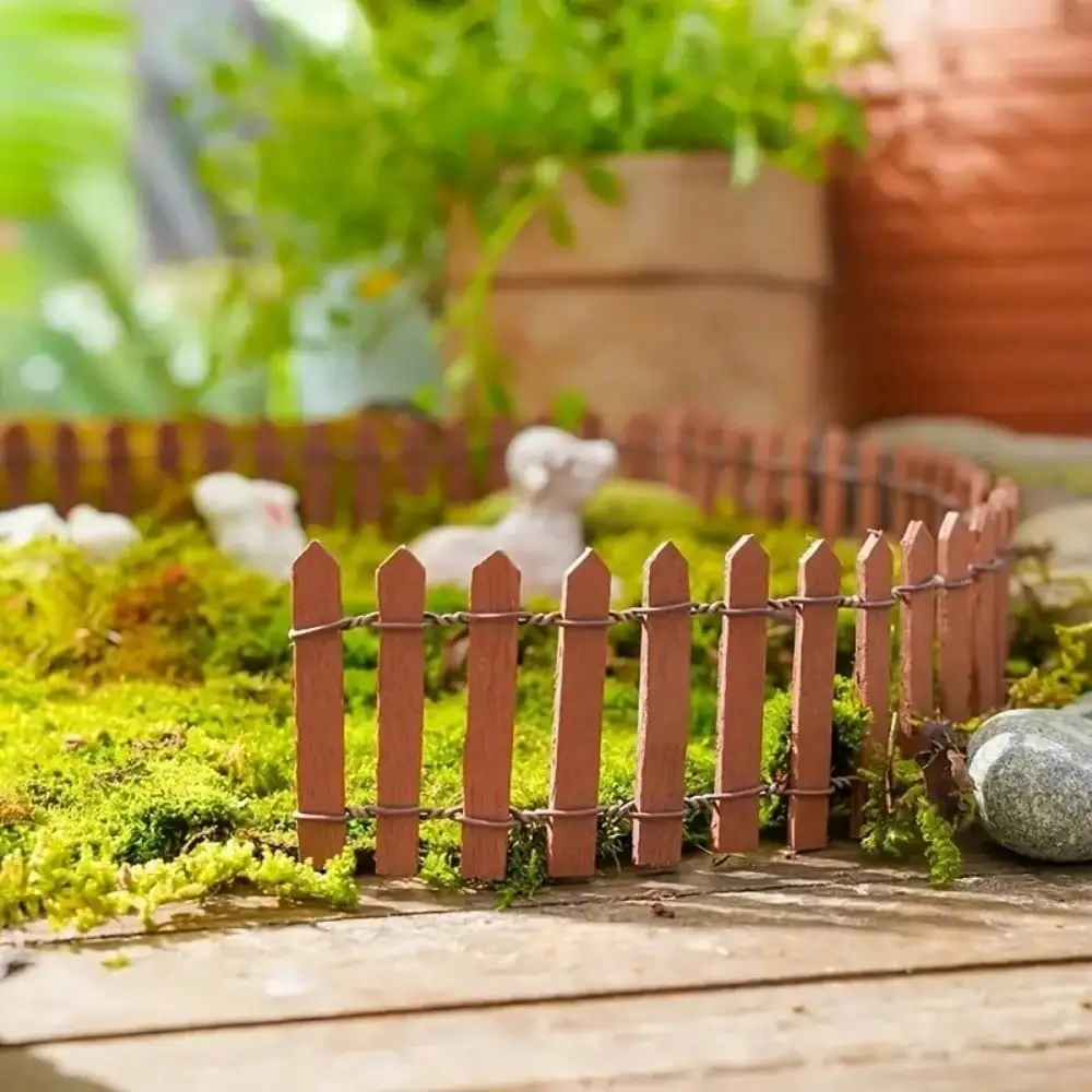 1PC Mini Wooden Fence Miniature Fence For Fairy Garden Micro Landscape Flower Pots Accessories Ornaments For Home Room Garden