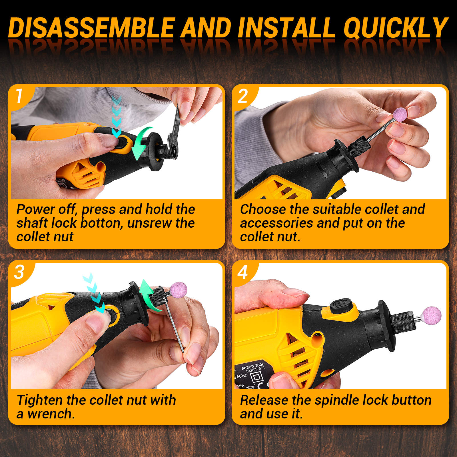 DEKO Rotary Tool Kit Power Hand Rotary Tools Mini for Wood/Metal, Electric Grinder Drill Machine