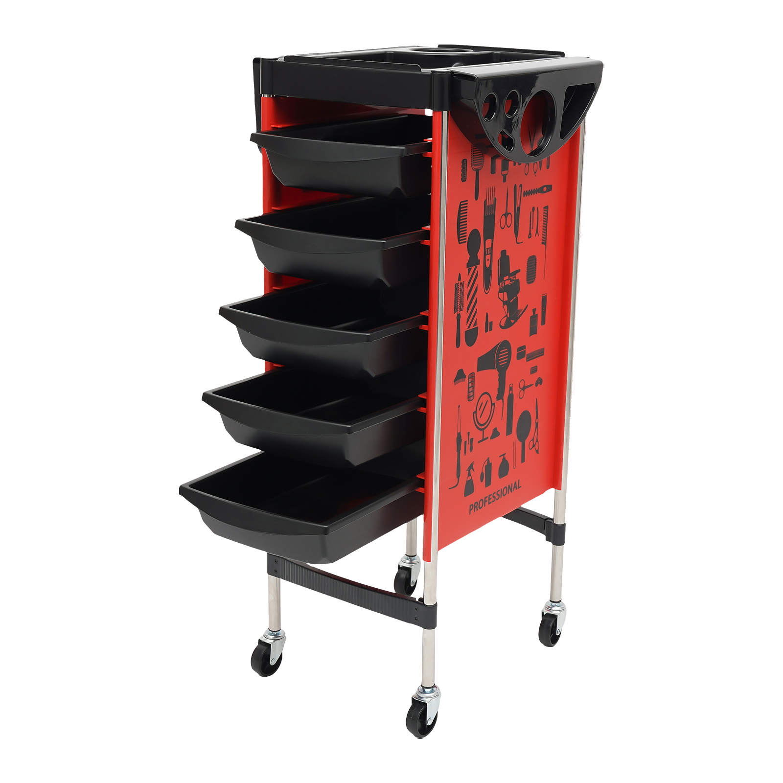 Carrello per parrucchieri carrello per salone con 5 cassetti retrattili portautensili pieghevole carrello per parrucchieri SPA per parrucchieri parrucchieri