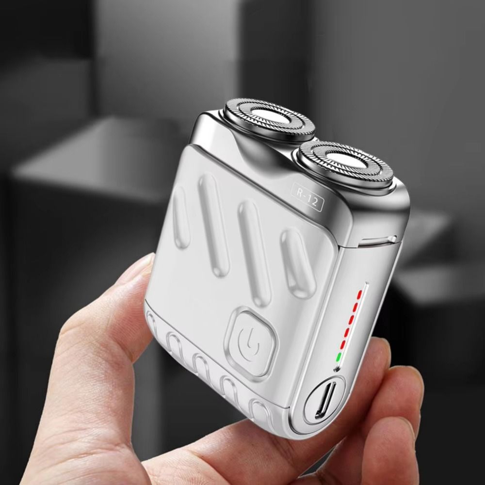 Compact Mini Men's Electric Shaver Magnetic Double Head Portable Rotary Razor Waterproof 9000 Revolutions Beard Trimmer Dad