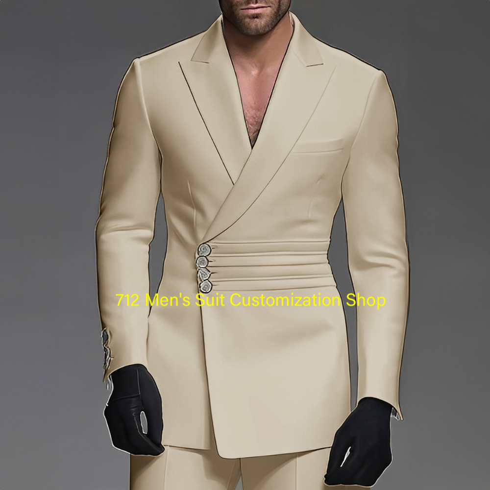Knappe mannen Pak 2-delige Bruiloft Bruidegom Tuxedo Elegante Formele Outfit XS-5XL Custom Blazer Broek Mannen