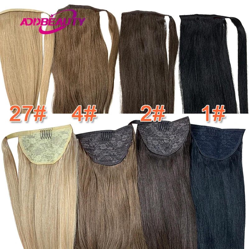 Rabo de cavalo brasileiro reto para mulheres, grampo em extensões do cabelo, cabelo humano, cordão, Remy, 60g, 80g, 100g, 120g