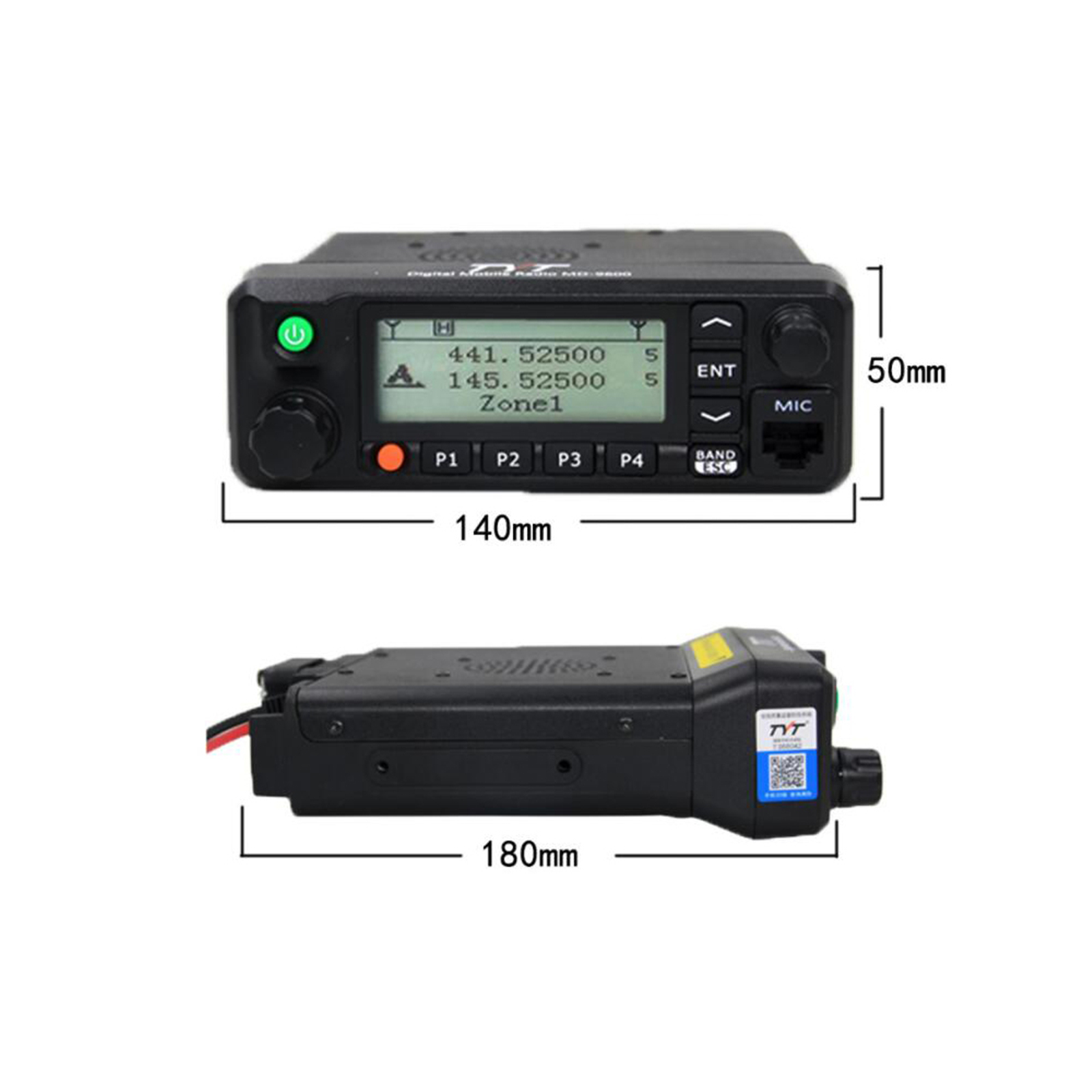 TYT MD-9600 DMR วิทยุ GPS AES256 เข้ารหัส UHF/VHF Dual Band 50W 1000CH 136-174MHz และ 400-480MHz