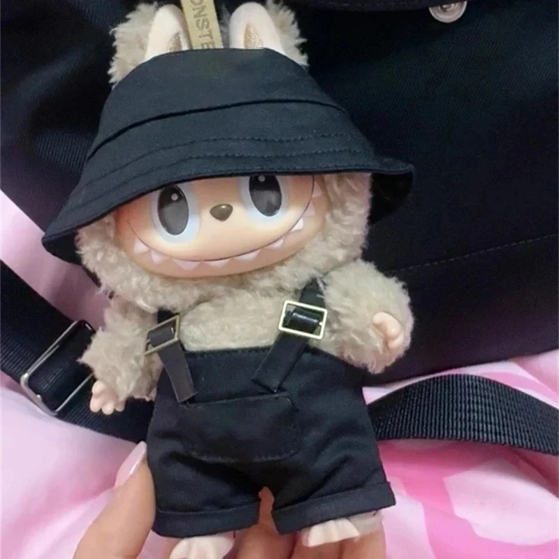 Für Labubu 15-17 cm v1v2 Outfit Zubehör Mini Hut Overalls Set Dekoration Kleine Kleidung Kinderspielzeug Geburtstagsgeschenk