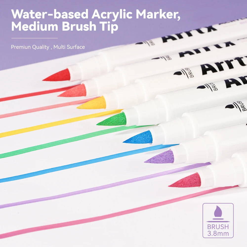 Arrtx 24/30/32 Màu Sắc Sơn Acrylic Bút Lông Xóa Đầu Bút Cho Đá Đá Gốm Sứ Cốc Gỗ Chất Liệu Vải Bố đánh Dấu Bút