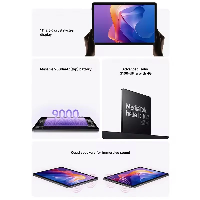 Global Versie Xiaomi Redmi Pad 2 Wifi 11 "2.5K Kristalheldere Display MediaTek Helio G100-Ultra Mi Tablet 90Hz Display 9000mAh