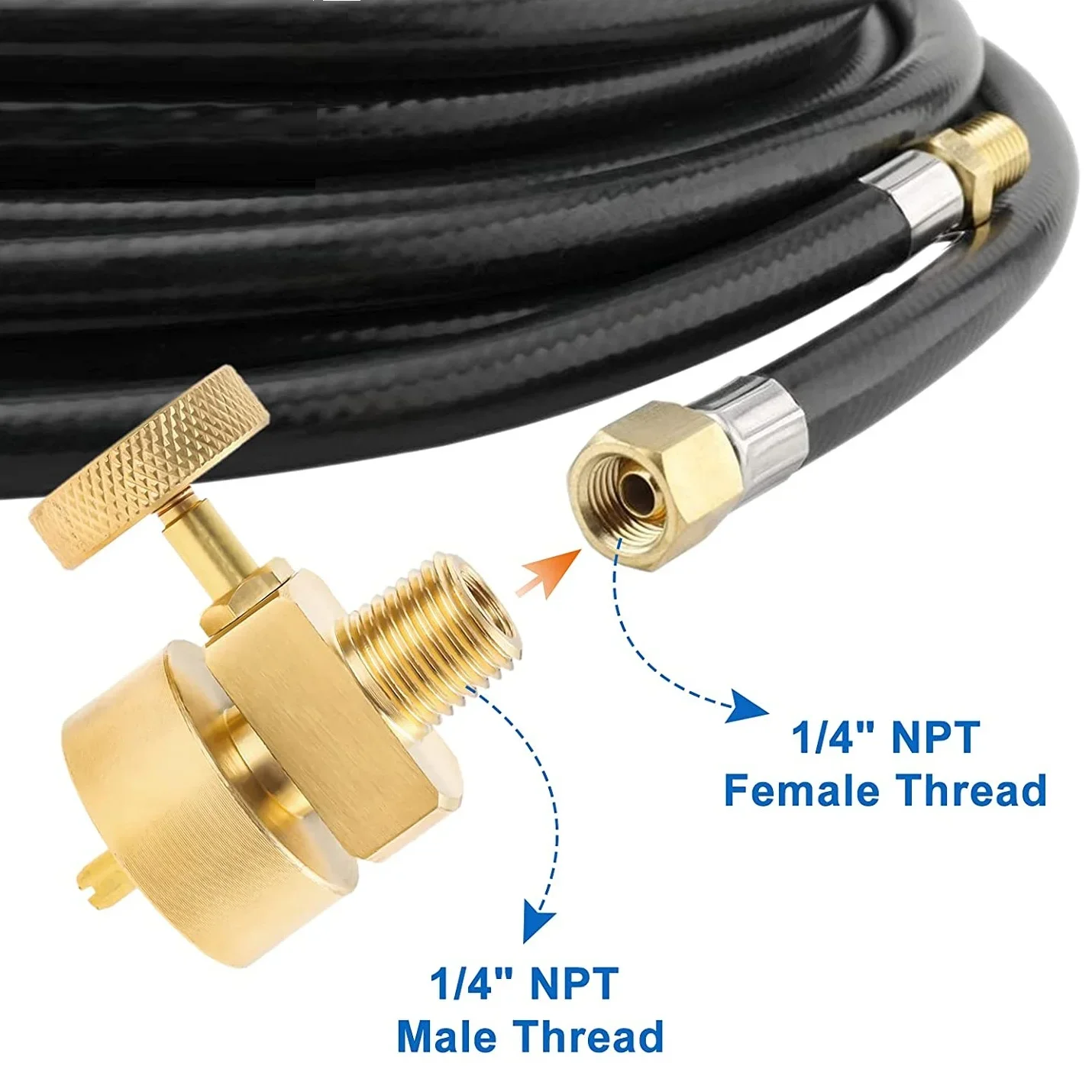 真鍮 1LB プロパンガス廃棄シリンダーボトルアダプターバルブ 1/4 インチ NPT オス & M8 * 1 メスネジ付き BBQ グリルファイヤーピットストーブ用