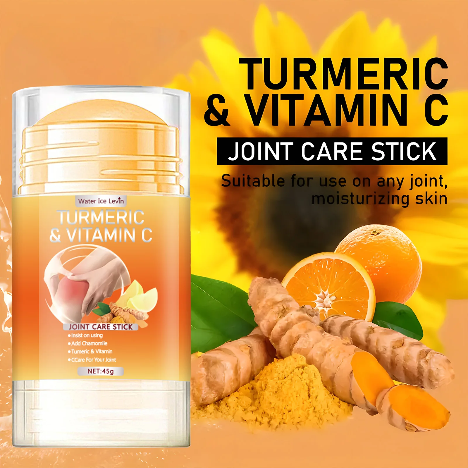 Barra articular de vitamina C de cúrcuma – Hidratante calmante hipoalergênico com mel natural, glicerina e vitamina C para todos os tipos de pele