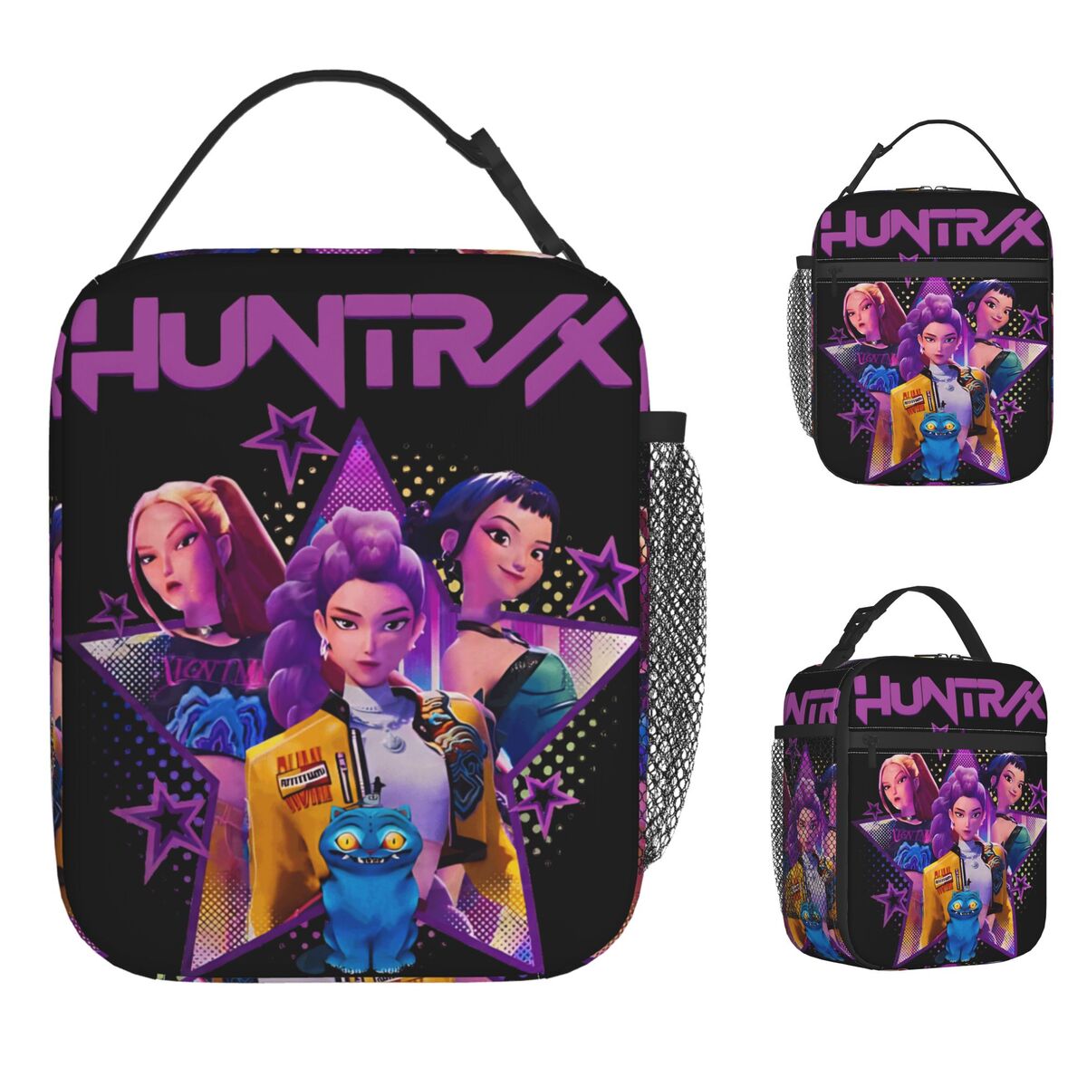 Kpop Demon Hunters Huntrix Girls Сумка для обеда Дорожная коробка для завтрака для мужчин Ретро графический дизайн Термальные сумки для обеда Оксфордская сумка-холодильник