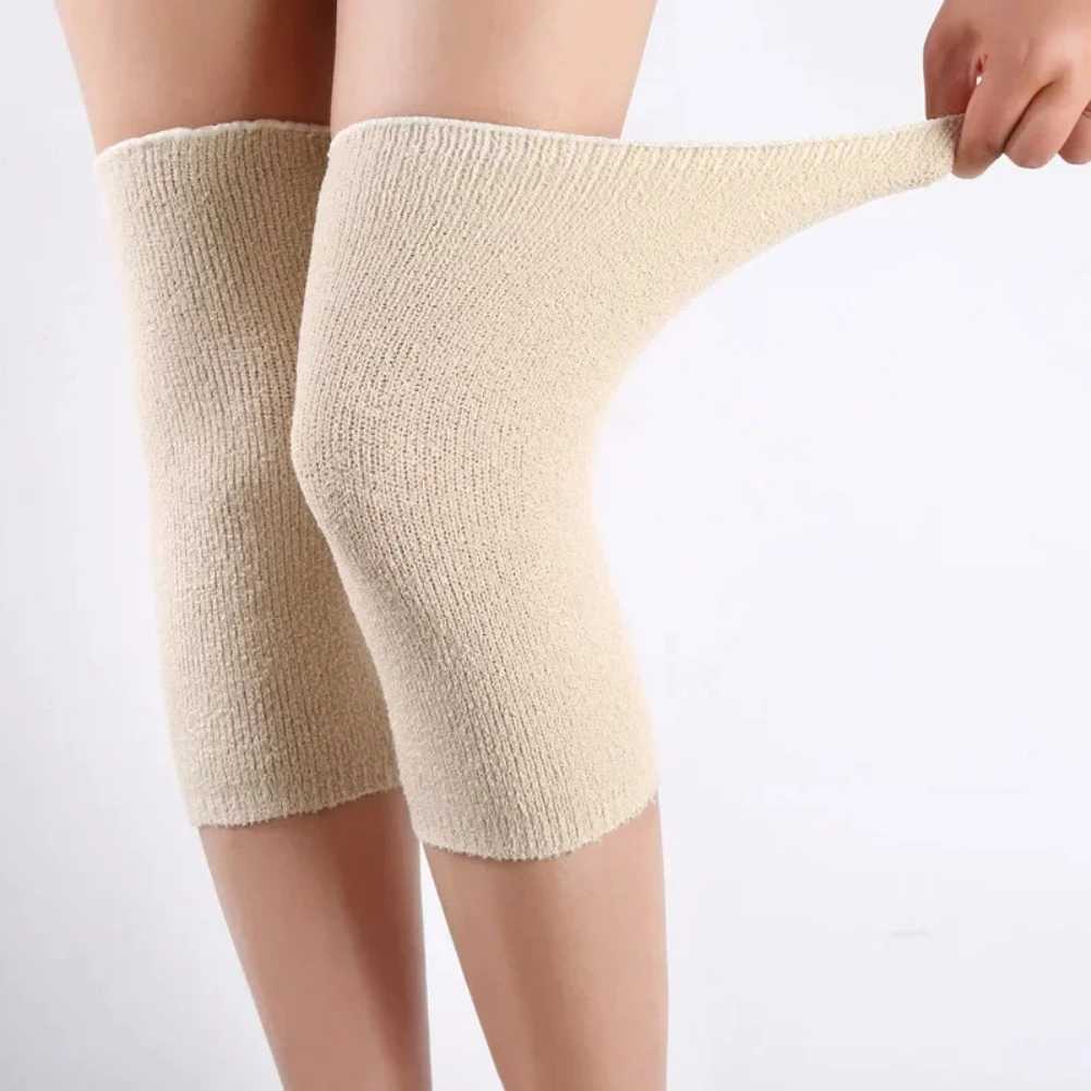 1 par longo cashmere quente joelheira lã joelho apoio das mulheres dos homens ciclismo alongar protetor almofada