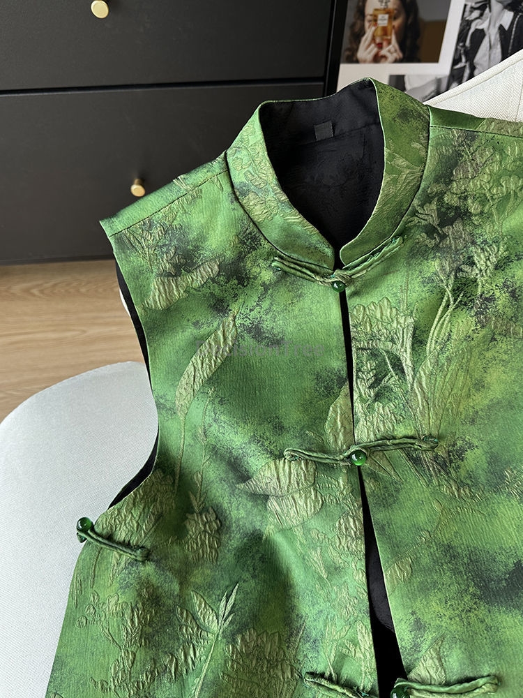 2025 estilo retro chinês literatura arte bordado jacquard colete clássico temperamento versátil colete na moda graciosa singlet