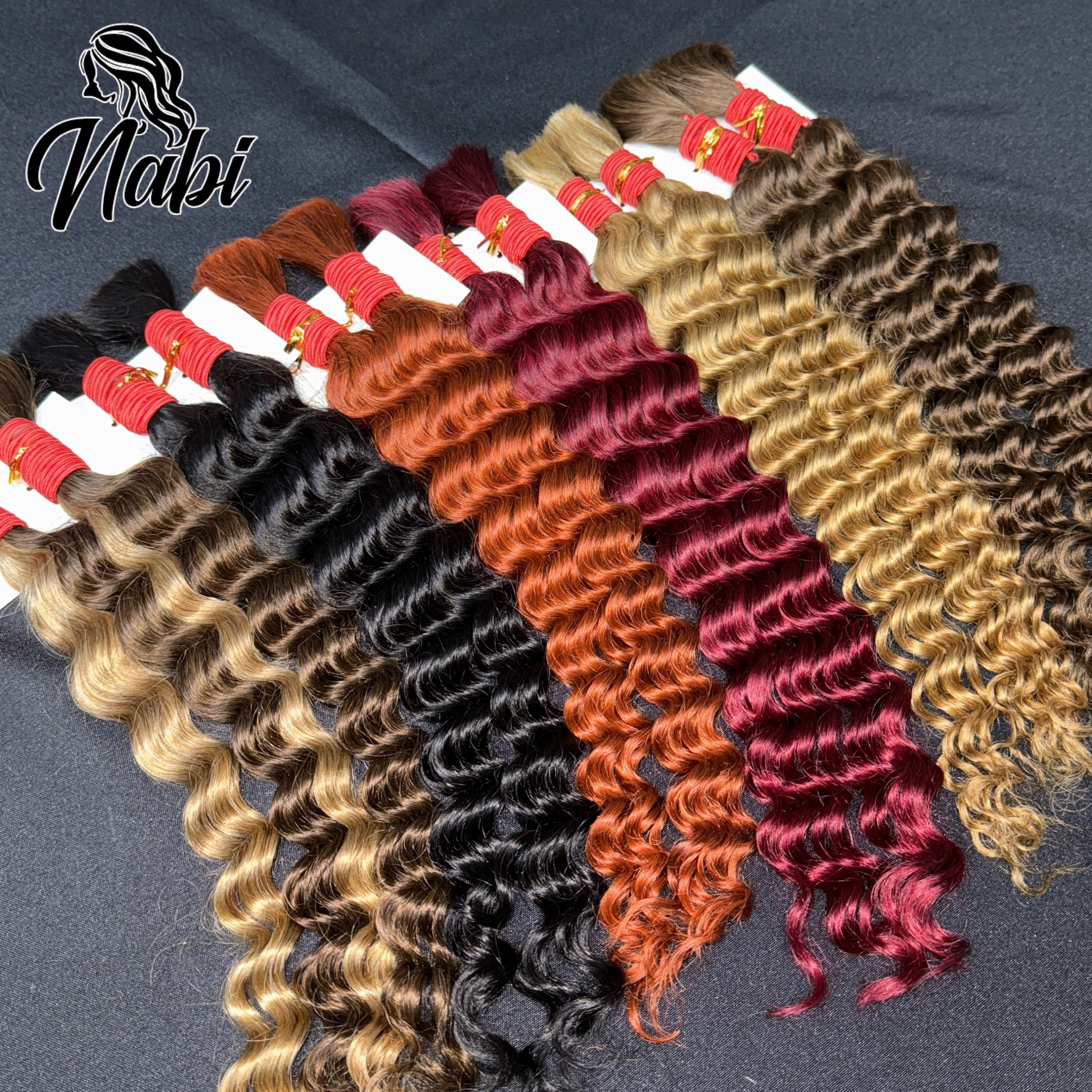 NABI Highlight Honey Blonde Deep Wave Hair Bundles No Weft for Boho Braids 100% Human Hair Extension Bundles for Boho Braiding