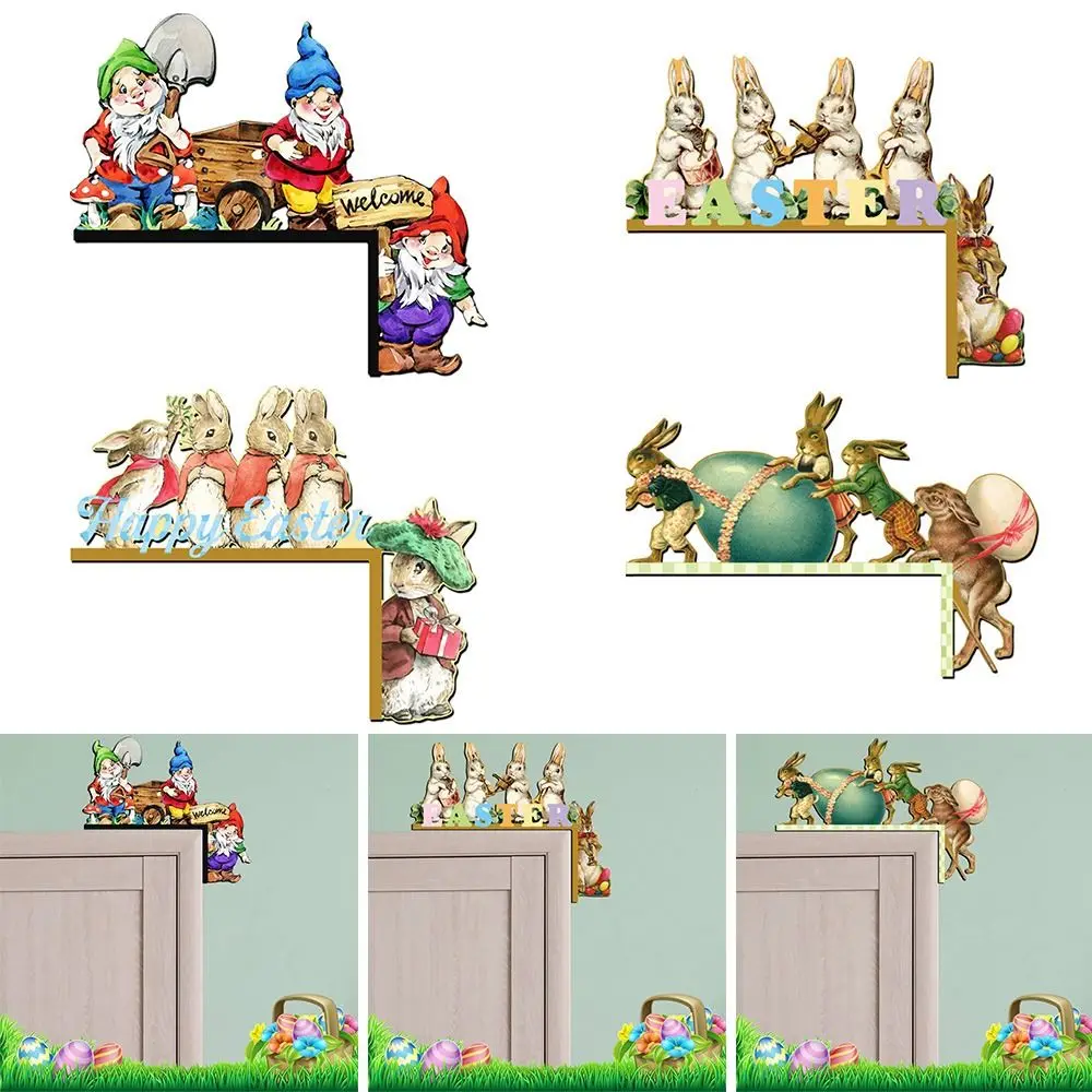 Decoración de esquina de puerta de Navidad de Papá Noel de madera, decoración de marco de puerta de Navidad, letrero de marco de Reno de muñeco de nieve, colgante de madera, Decoración de casa de fiesta