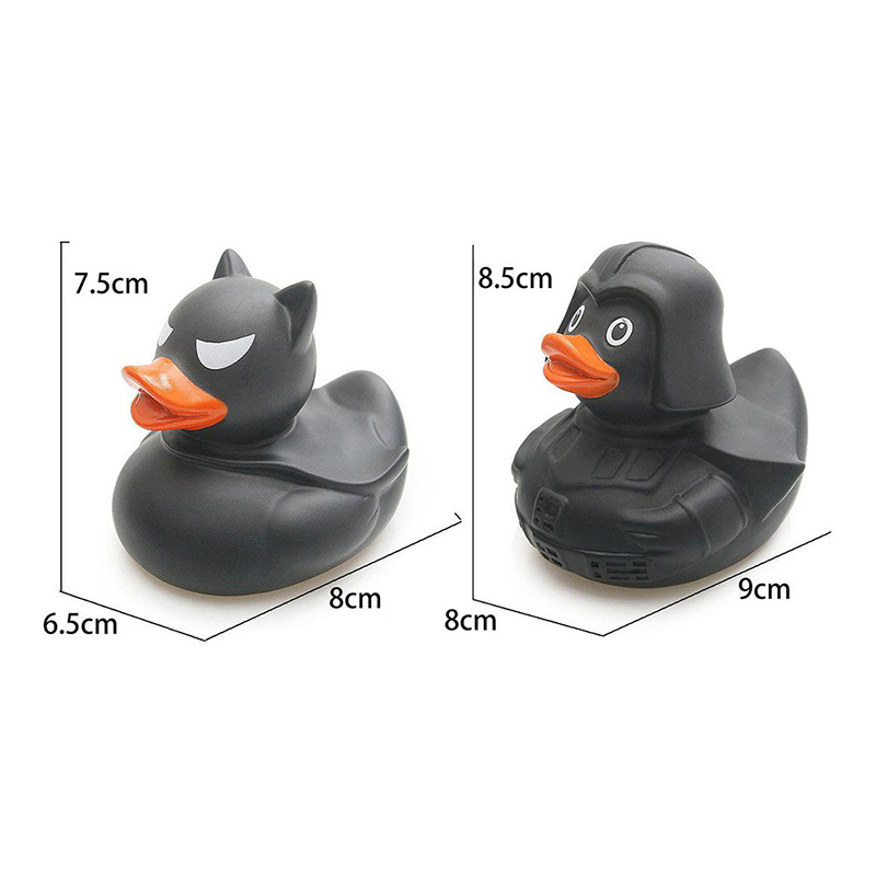 1Pcs Black Rubber Duck Dashboard Decorations Ornament Cute Duck Cool Gentleman Hat Swim Ring Children's Bath Toy
