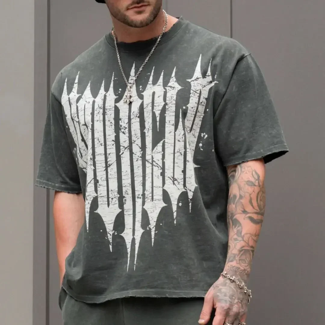 Camisetas masculinas de algodão personalizadas de verão – gola redonda solta para esportes, lazer, academia e corrida, conforto elegante