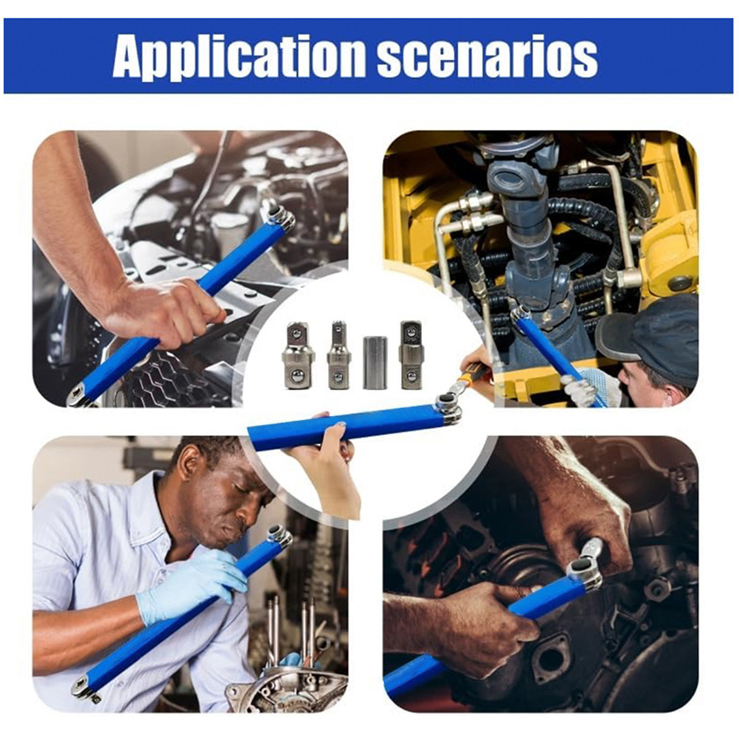 Extension Ratchet Wrench 15-inch Extension Wrench 3/8" Offset Impact-Ready Socket Wrench Tools Versatile Square Drive Adapters