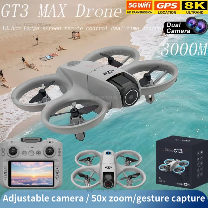 Gt3 max mini drone 5g gps profissional 8k hd fotografia aérea aeronaves de controle remoto hd câmera dupla quadcopter menino brinquedos presentes