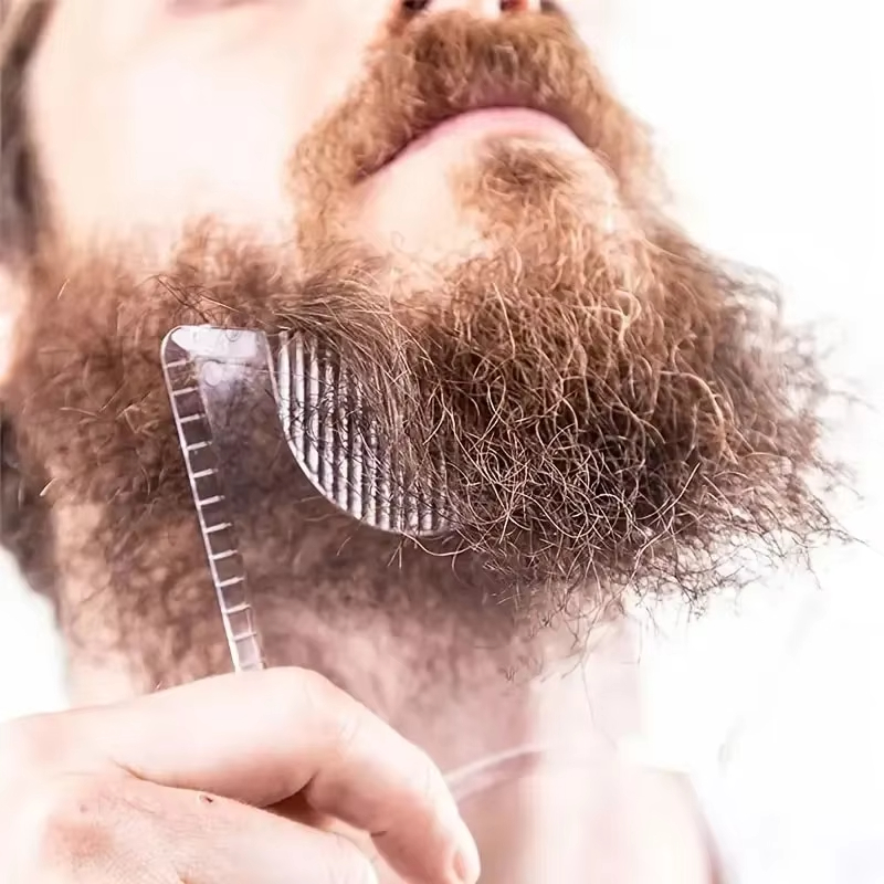 Pente de estilo de barba tudo-em-um masculino – Estêncil de barba criativo e ferramentas de modelo de modelagem para cabelos faciais perfeitamente temperados
