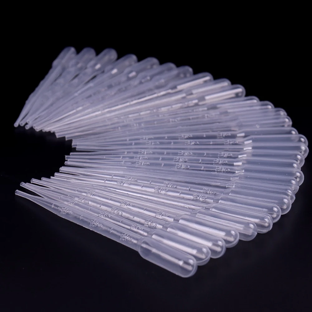 Pipeta de plástico desechable para laboratorio, gotero, suministros para experimentos, aceites esenciales, maquillaje, 50 piezas, 1/2/3ML
