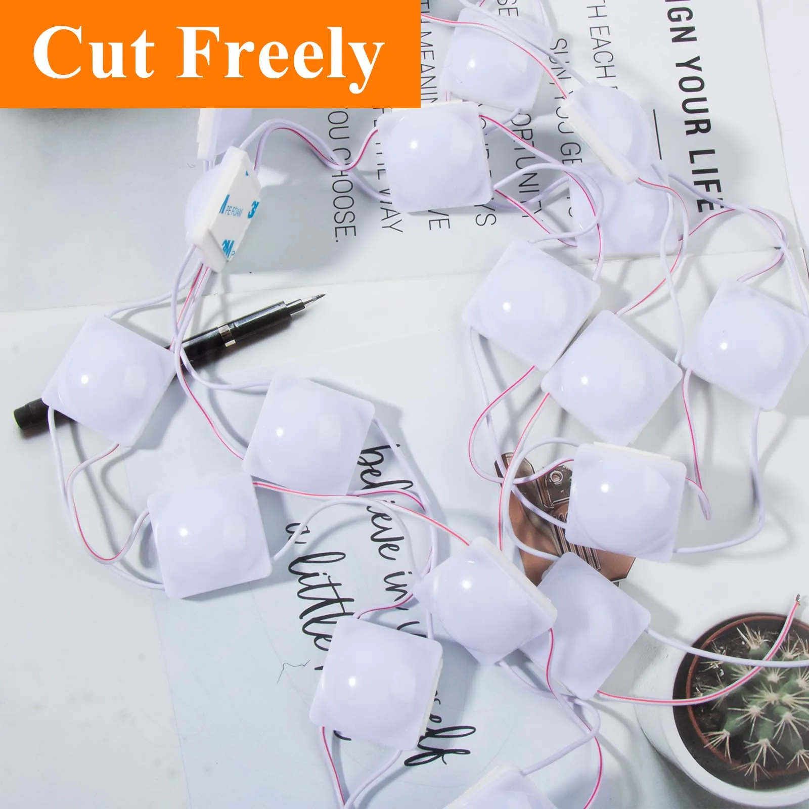 20pcs LED COB Module Light Sign 3535 SMD 12V Waterproof for Storefront Advertising Lighting With Tape Adhesive