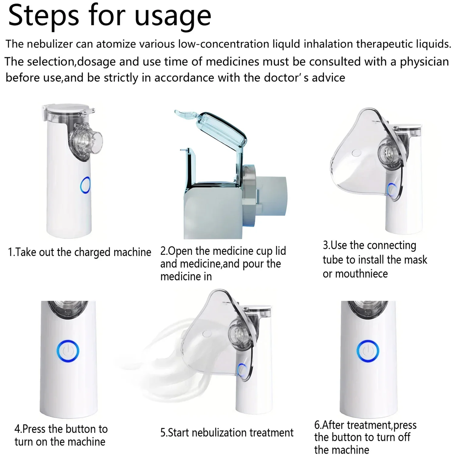 Mini Medical Nebulizer Nebulizer มือถือกลางแจ้ง Ultrasonic Atomizer แบบพกพา Mute หอบหืด Inhaler สําหรับผู้ใหญ่เด็ก USB