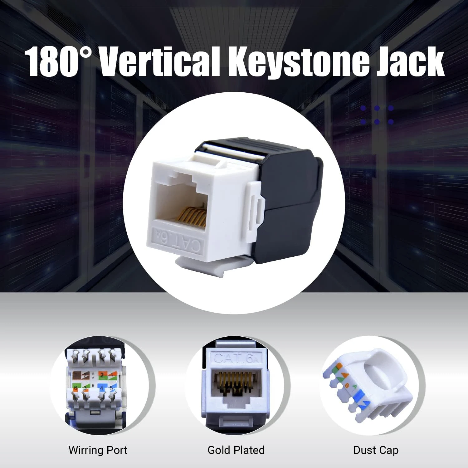 ZoeRax 1 Uds Cat8 Cat7 Cat6a RJ45 conector Keystone |   Conector hembra de terminación sin herramientas UTP de 180 grados |   Adaptador Ethernet de red